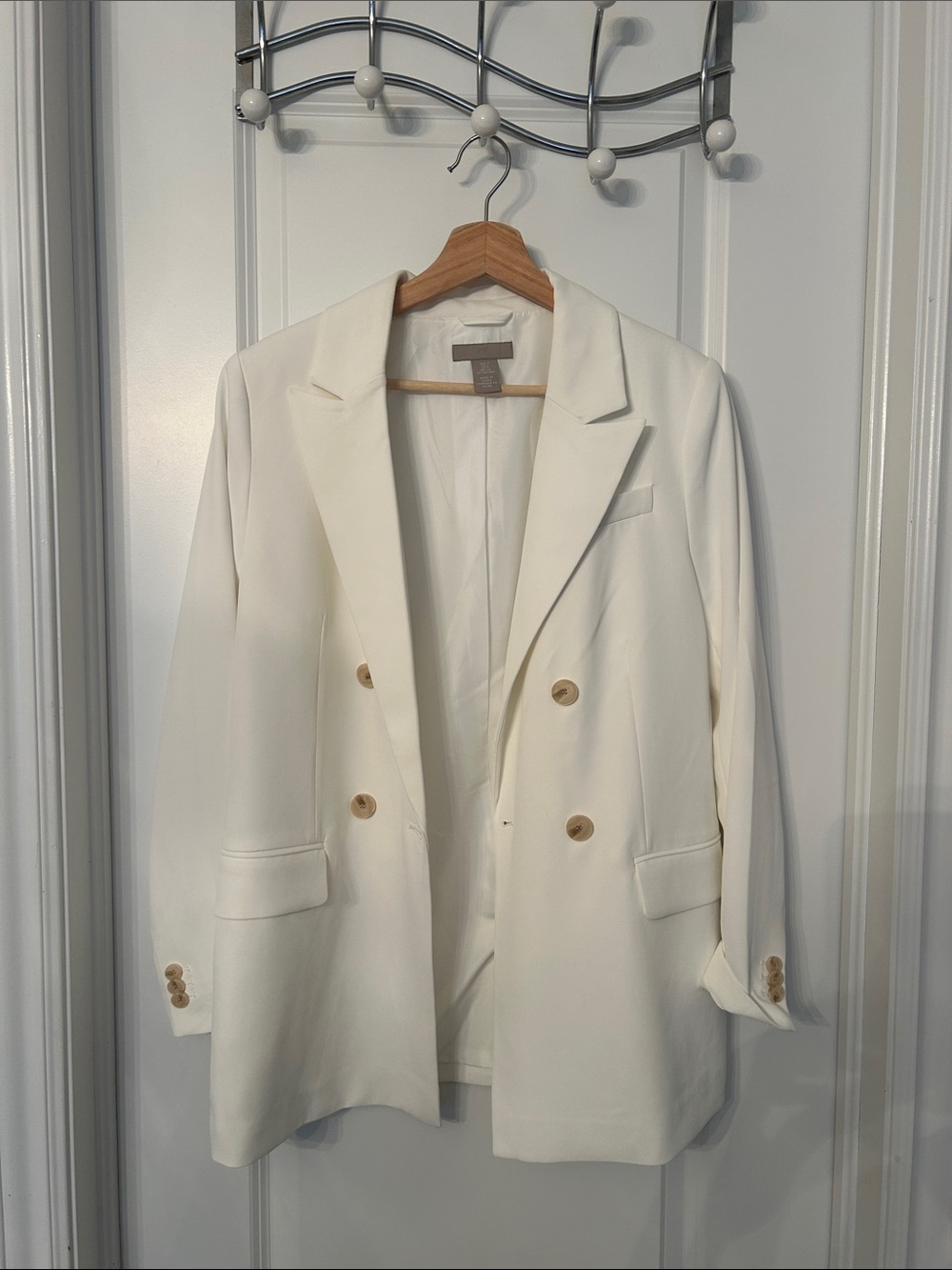 Women's H&M Double-Breasted Cream Blazer
